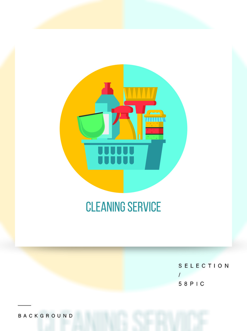 清洁服务套在塑料篮子里的清洁产品平面矢量图会徽隔绝在白色背景